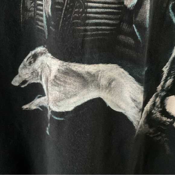 Gildan Indian Warrior Skeleton Wolf Howling At The Moon T-Shirt Men's 2XL (P1) - Picture 6 of 10